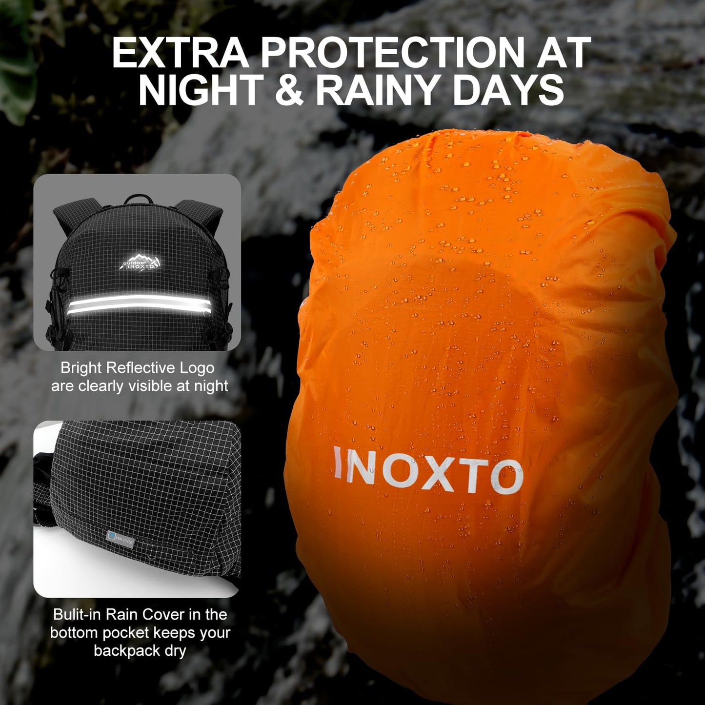 IX INOXTO Hydration Pack, 25L Hiking Backpack with 3L Water Bladder and Rain Cover, Lightweight Hydration Pack for Hiking, Cycling, Climbing, Camping (Black)