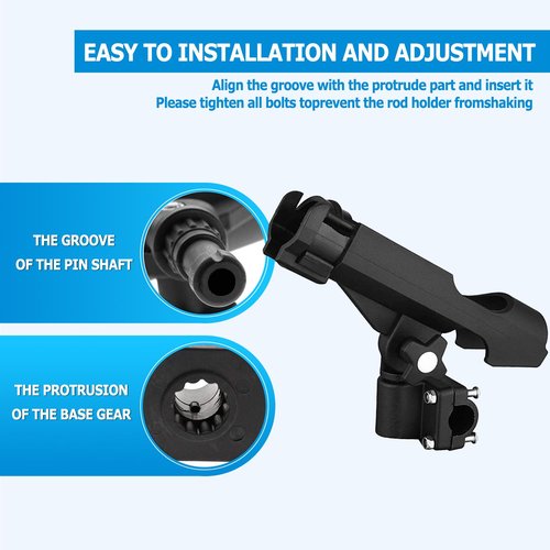 LBW Fishing Rod Holders for Boat Side Deck Mount Rod Holder Adjustable Kayak Fishing Pole Holders for Boat Canoe Rail Mount 2 Pack