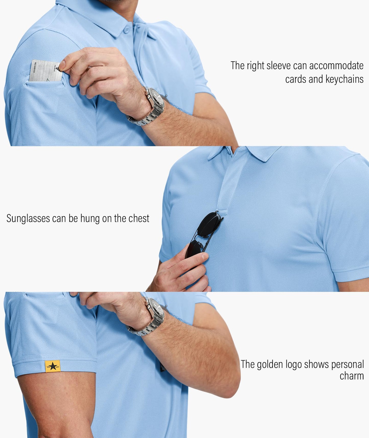 ZITY 5 Pack Mens Polo Shirt Short Sleeve Sports Golf Tennis T-Shirt Moisture-Wicking Summer Shirts White Moon Bluegreen Turquoise Sky XL