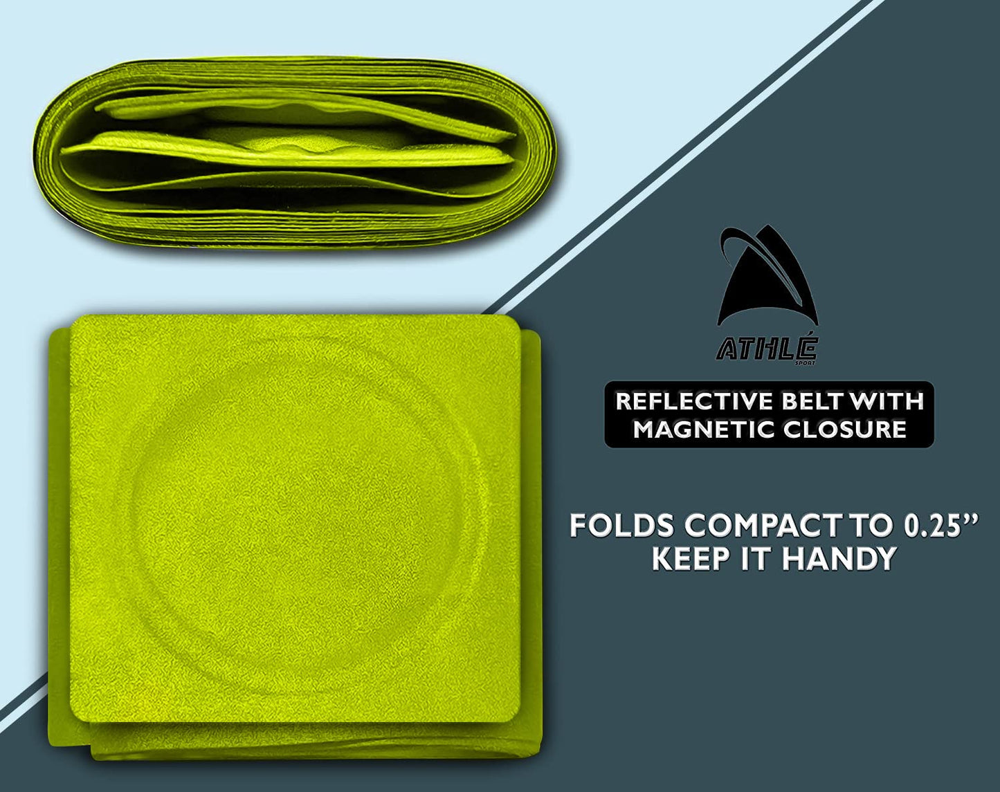 Athle Sport Reflective Belt With Magnetic Closure - High Visibility Magnetic Belt - One Size Fits All - Reflective Running Gear - Reflective Yellow