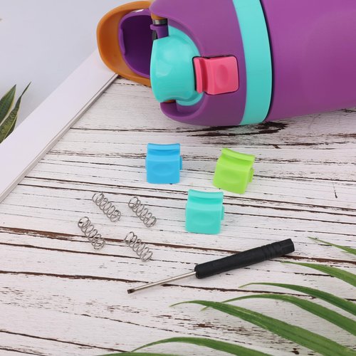 Gosknor 4pcs Replacement Button Compatible with Owala FreeSip 24oz 32oz, 4 Colors Water Bottle Lid Mouth Push Switch Top Cap Seal Stopper Replacement Parts for Owala 16/19/24/32/40oz Accessories