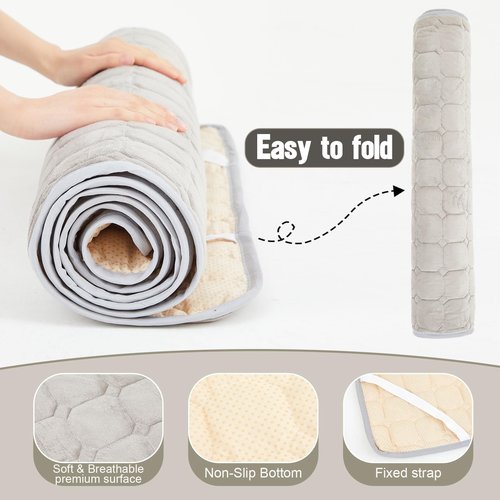 Threehoney 2 Pack Cot Mattress Topper Pad Quilted Foam Camping Single Soft Portable Sleeping Topper with Storage Bag Waterproof Non-Slip Bottom for Camp Cot Rv Bunk Narrow Twin Beds, 75 x 30 Inch