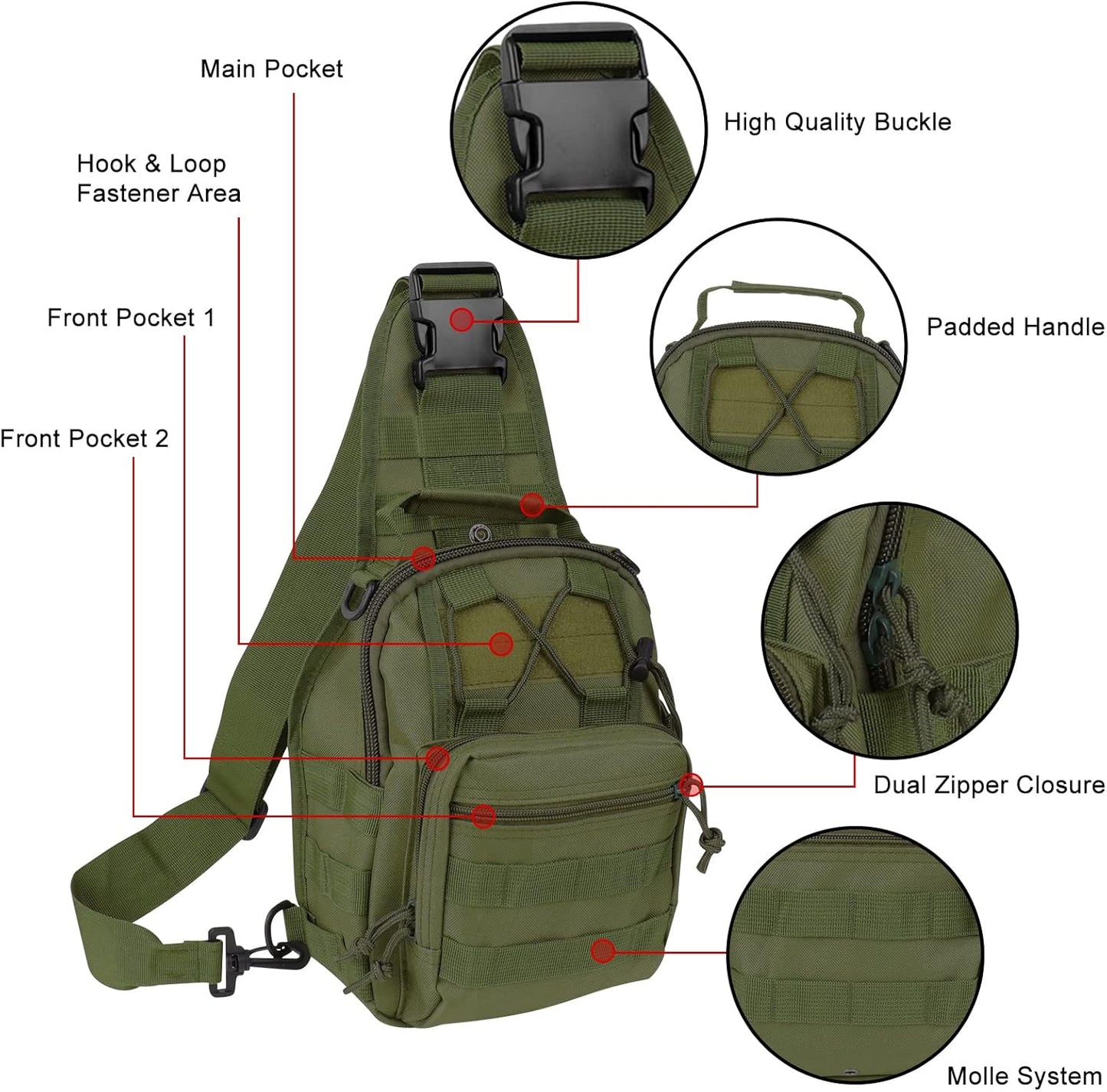 Tactical Waterproof Sling Backpack - Molle Crossbody Chest Bag for Outdoor EDC