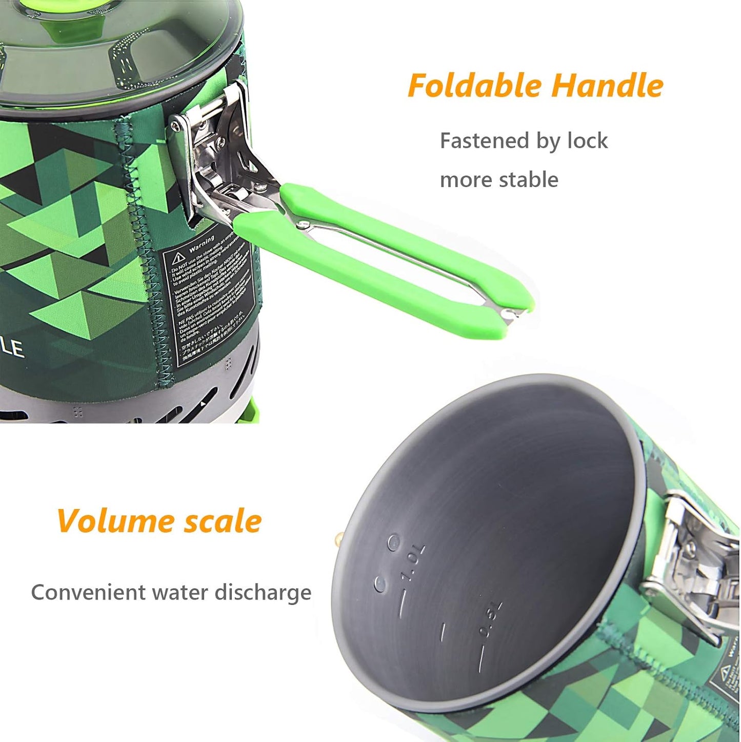 Fire-Maple Camping Backpacking Stove Camp Stove Backpacking Cooking Set 1L Camping Pot Fixed Star 2 Cooking System (Green)
