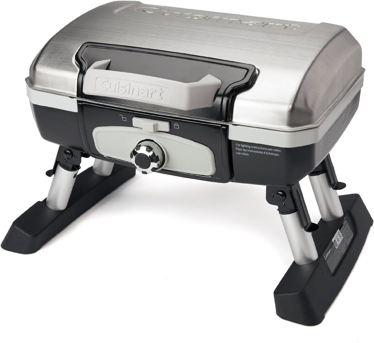 Portable Cuisinart Petite Gourmet Gas Grill - Compact 150 Sq. In. Propane BBQ with 5,500 BTU Burner, Folding Legs & Carry Handles