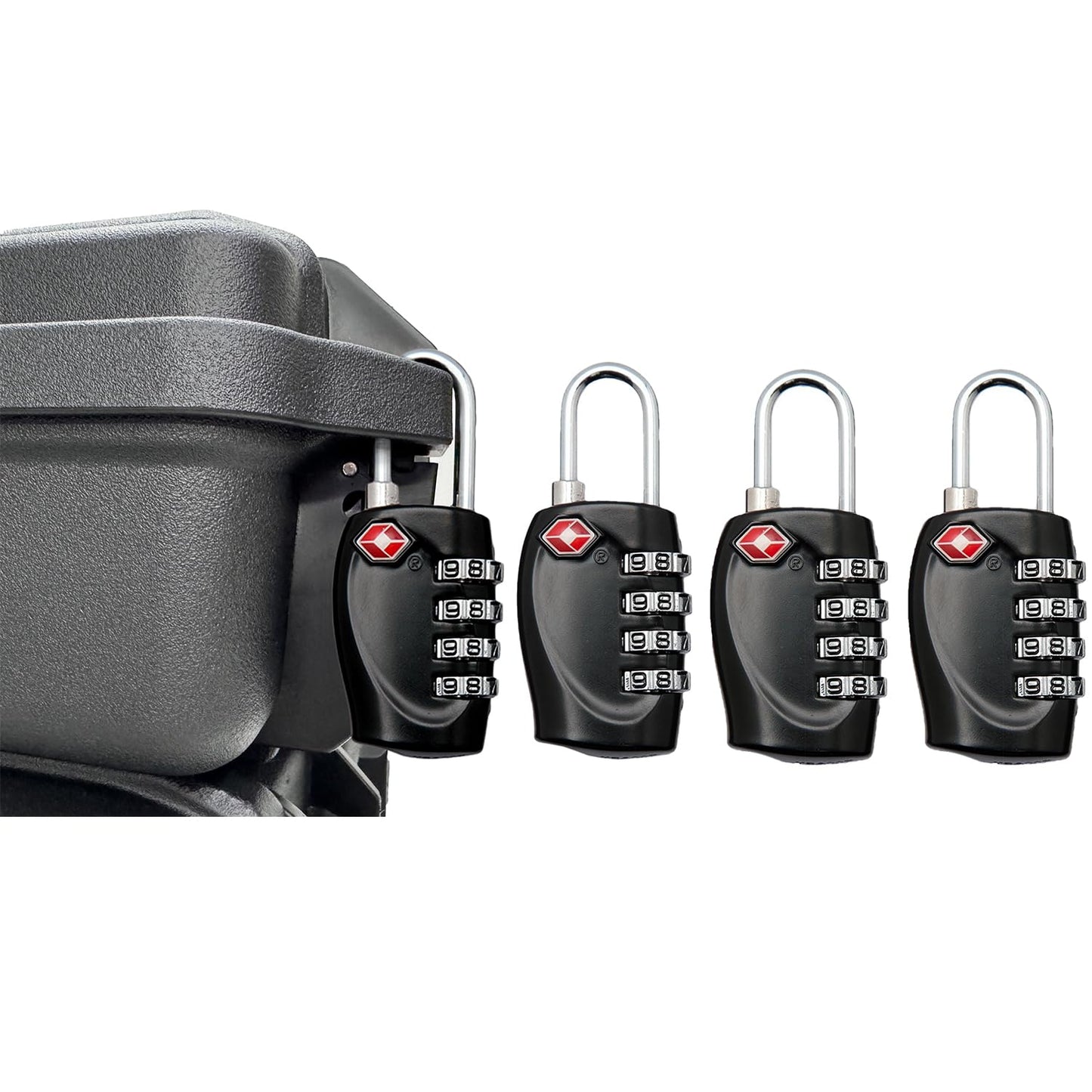 4 Pack TSA Approved Gun Case Locks for Pistol Case, 4 Digits Travel Locks Small Tool Box Combo Lock Combination Padlocks for Gun Cases/Luggage/Firearm Air Travel Cases, Small Dial Zipper Pad Lock