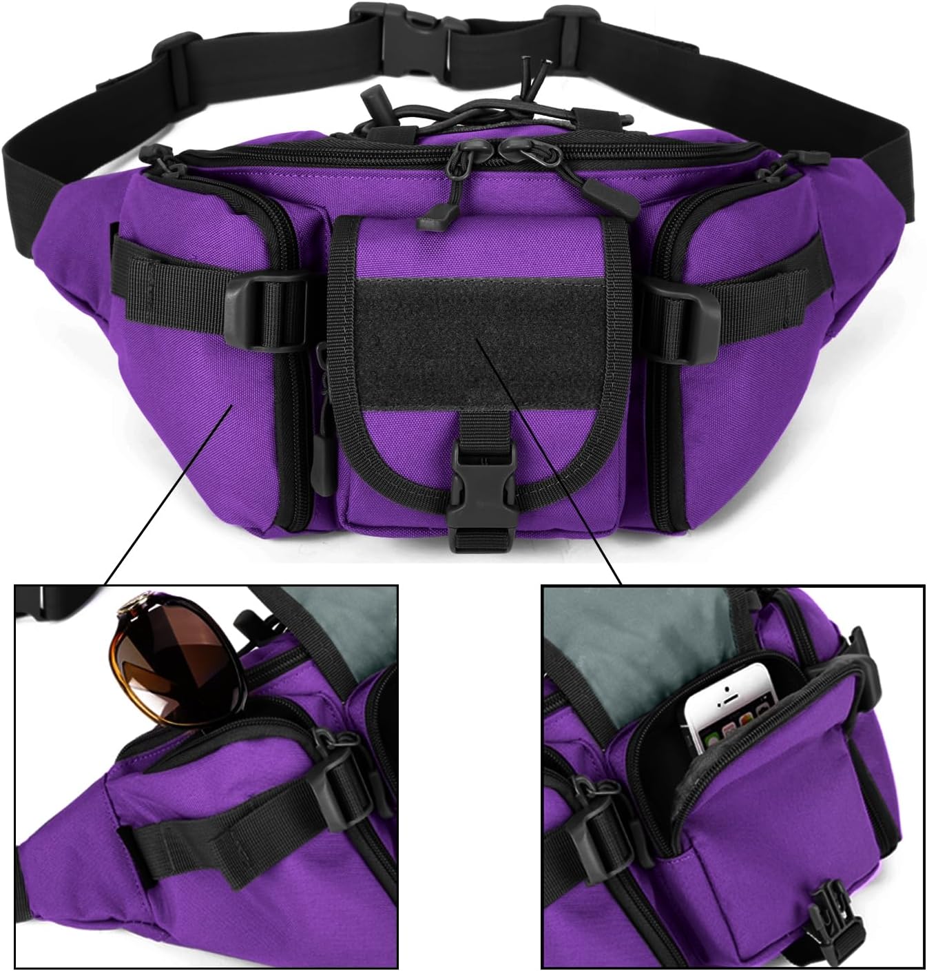 ArcEnCiel Tactical Fanny Pack for Men Waist Bag Hip Belt Outdoor Hiking Fishing Bumbag with Patch