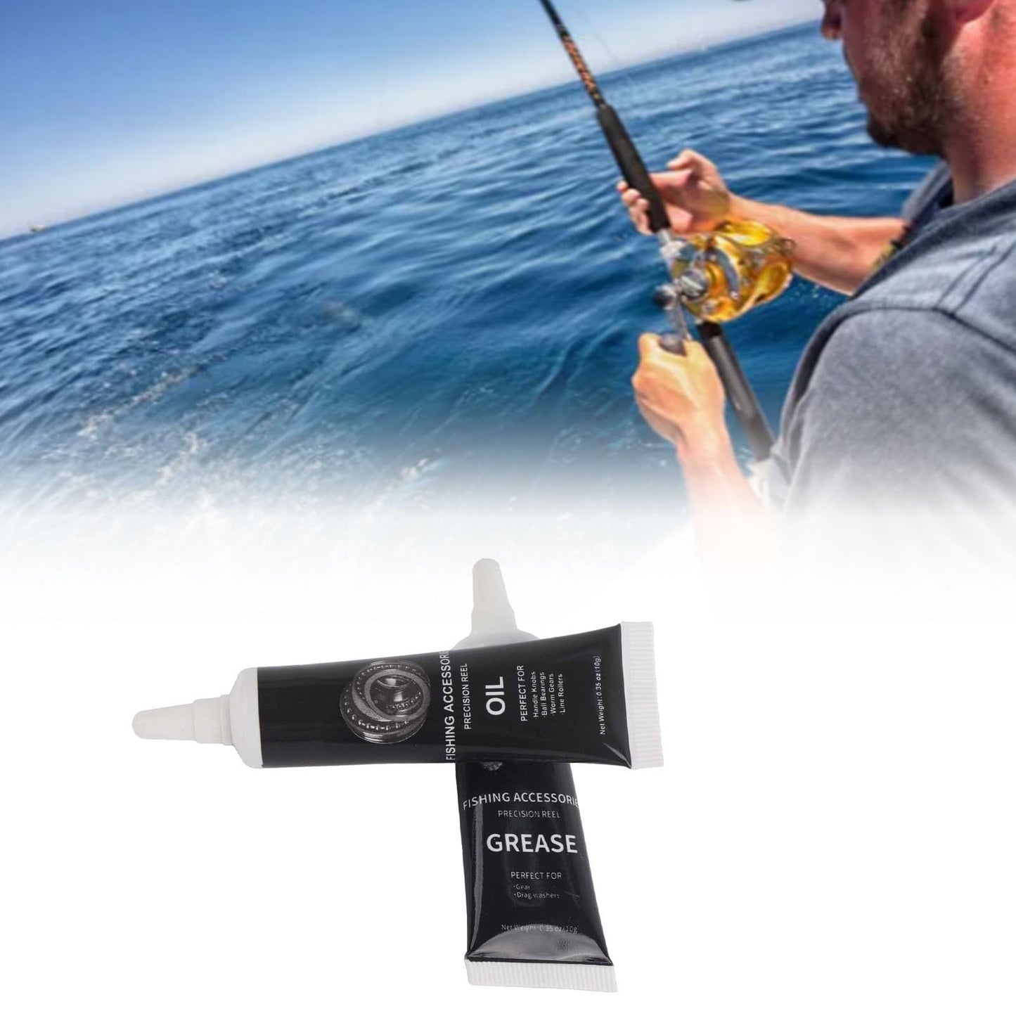 Fishing Reel Lubrication Kit, Maintenance Oil & Grease Set, Suitable for Spinning and Low - Profile Reels (Black)