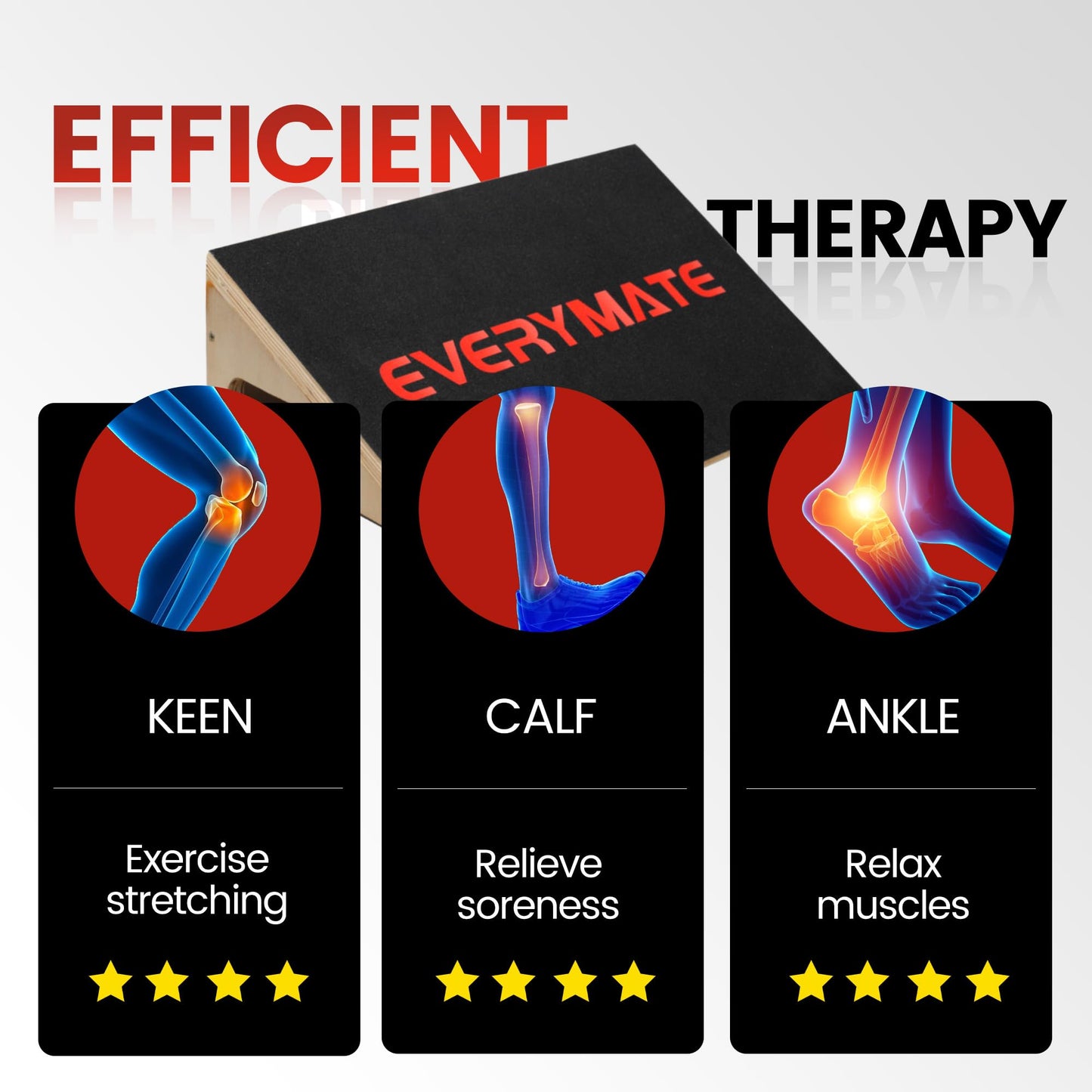 EVERYMATE Slant Board Calf Stretcher, Non-Slip Heel Elevated Squat Wedge Block for Weightlifting and Calf Stretching, Knees Over Toes Equipment 1000LB