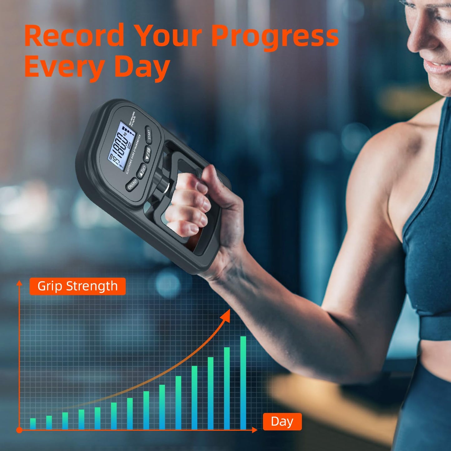 inaepeak 396lbs / 180kg Grip Strength Tester, Rechargeable Electronic Hand Dynamometer, Digital Grip Strength Tester with LCD Display, Adjustable Hand Grip Dynamometer Hand Exercisers for Strength