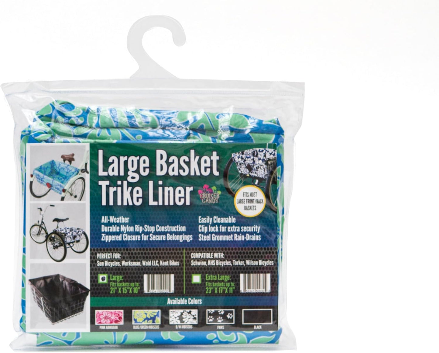 Adult Trike Bicycle Basket Liner, Large Bike Basket Liner, Extra Large Trike Only Rear Basket Liner