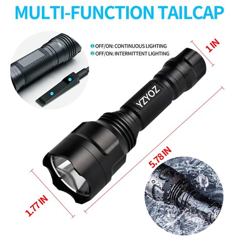 YZYOE Rechargeable Blue Light Tactical Flashlight，1000 Yards Blue Night Vision LED Light kit, Universal Picatinny Rail Mount with Pressure Switch for Long Distance Night Observation.