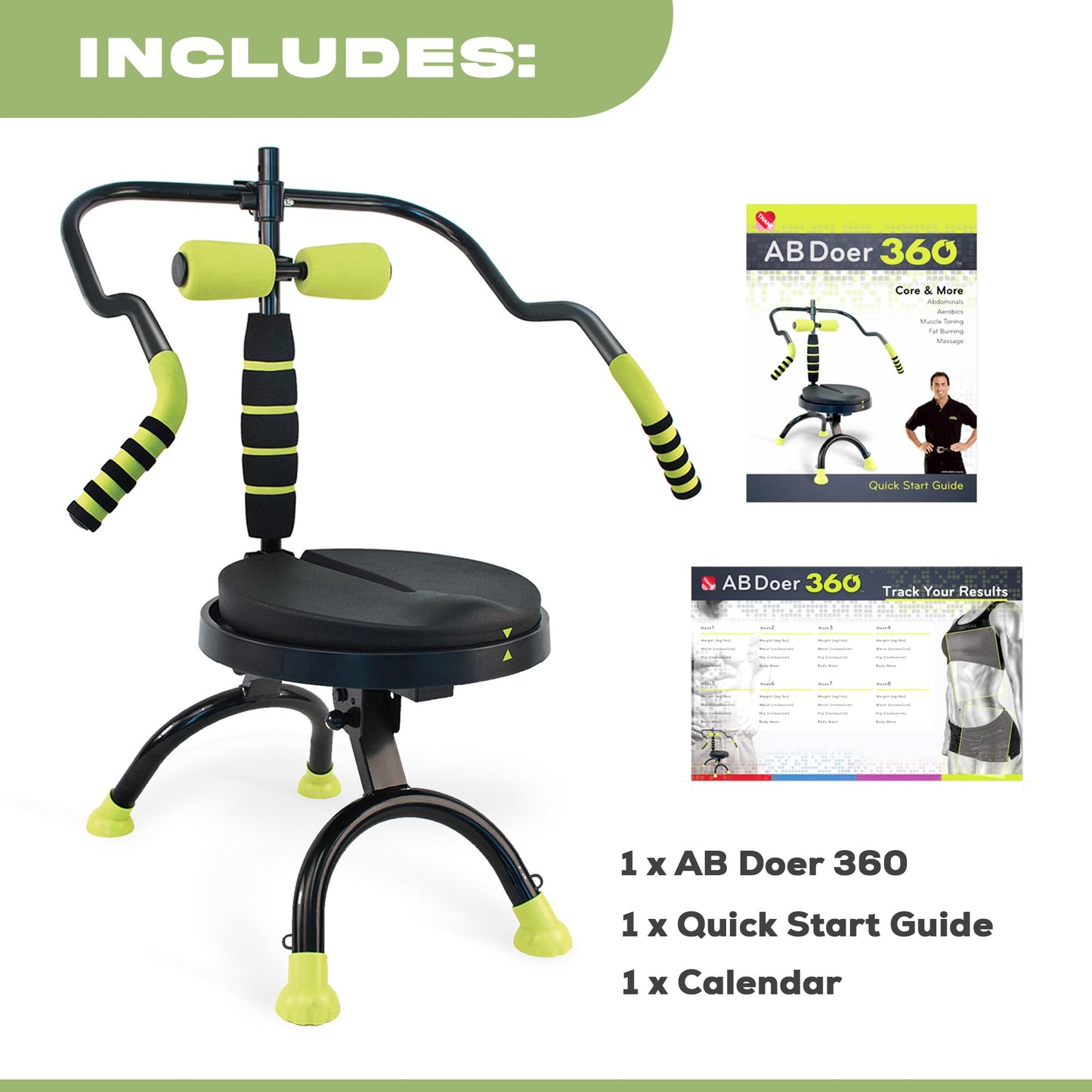 AB DOER 360 Fitness Machine System with 6pk Massage Roller Provides An Abdonimal And Muscle Activating Workout with Aerobics to Burn Calories