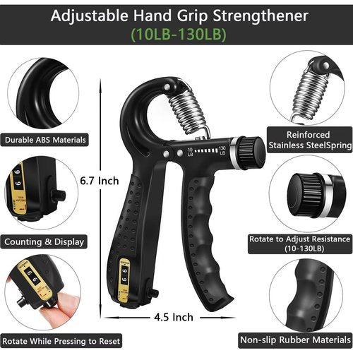 PLSYAO Grip Strength Trainer Kit (5 Pack), Grip and Forearm Strengthener, Finger Strengthener, Adjustable Resistance Hand Gripper, Grip Ring, Stress Relief Ball for Muscle Building, Injury Recover