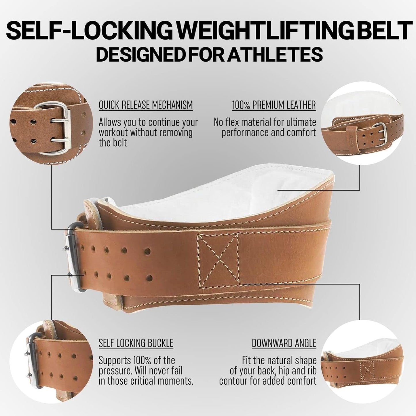 Schiek Sports 2006 Leather 6" Weight Lifting Belt - Weightlifting Belt with Double Prong Stainless Steel Belt Buckle