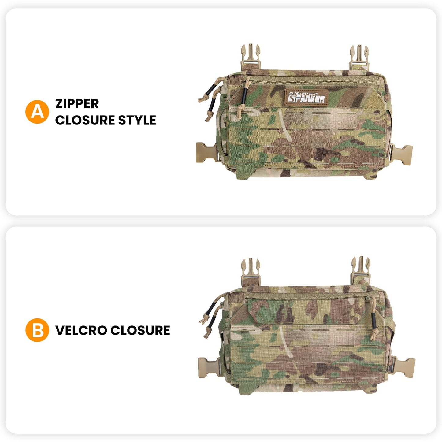 EXCELLENT ELITE SPANKER Tactical Chest Rig Pack EDC Chest Bag Molle Utility Chest Pouch Lightweight for Outdoor Hunting Workouts Hiking(Multicam)