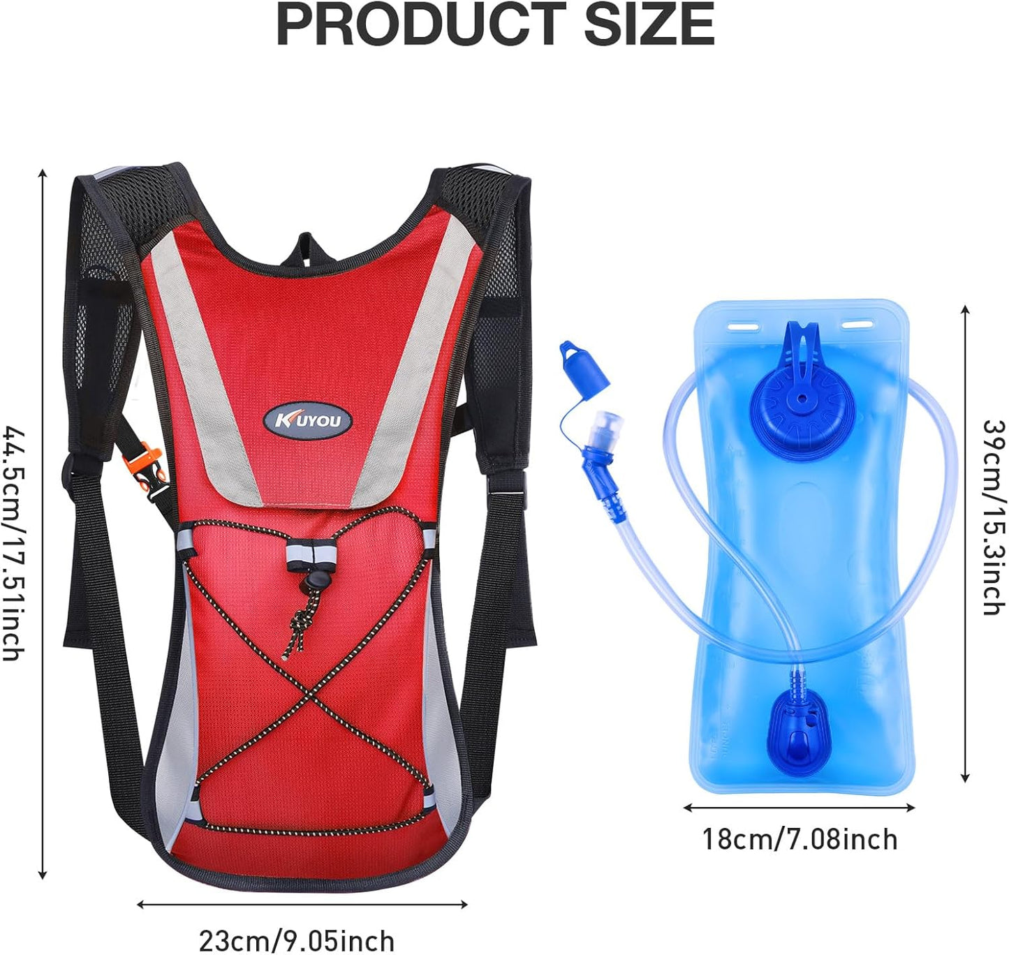 KUYOU Running Hydration Vest - Lightweight Insulated Hydration Backpack with 2L Water Bladder, Adjustable Chest Straps and Reflective Water Backpack for Trail Running Marathon Race Hiking Cycling