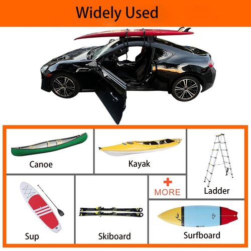 YOUNZJ Roof Rack Pads Car Soft Roof Rack Pads Luggage Carrier System for Kayak Surfboard Snowboard SUP Canoe (use Without Cross bar)