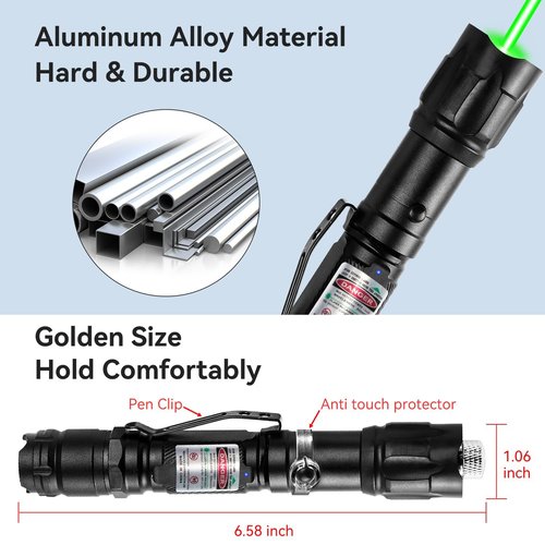 MIPREZT [4 Packs] Rechargeable Green Line Light Flashlight Long Distance Range for TV/LED/LCD Screens Tactical Flashlights Presentation Office/Outdoors/Astronomic/Construction [005]