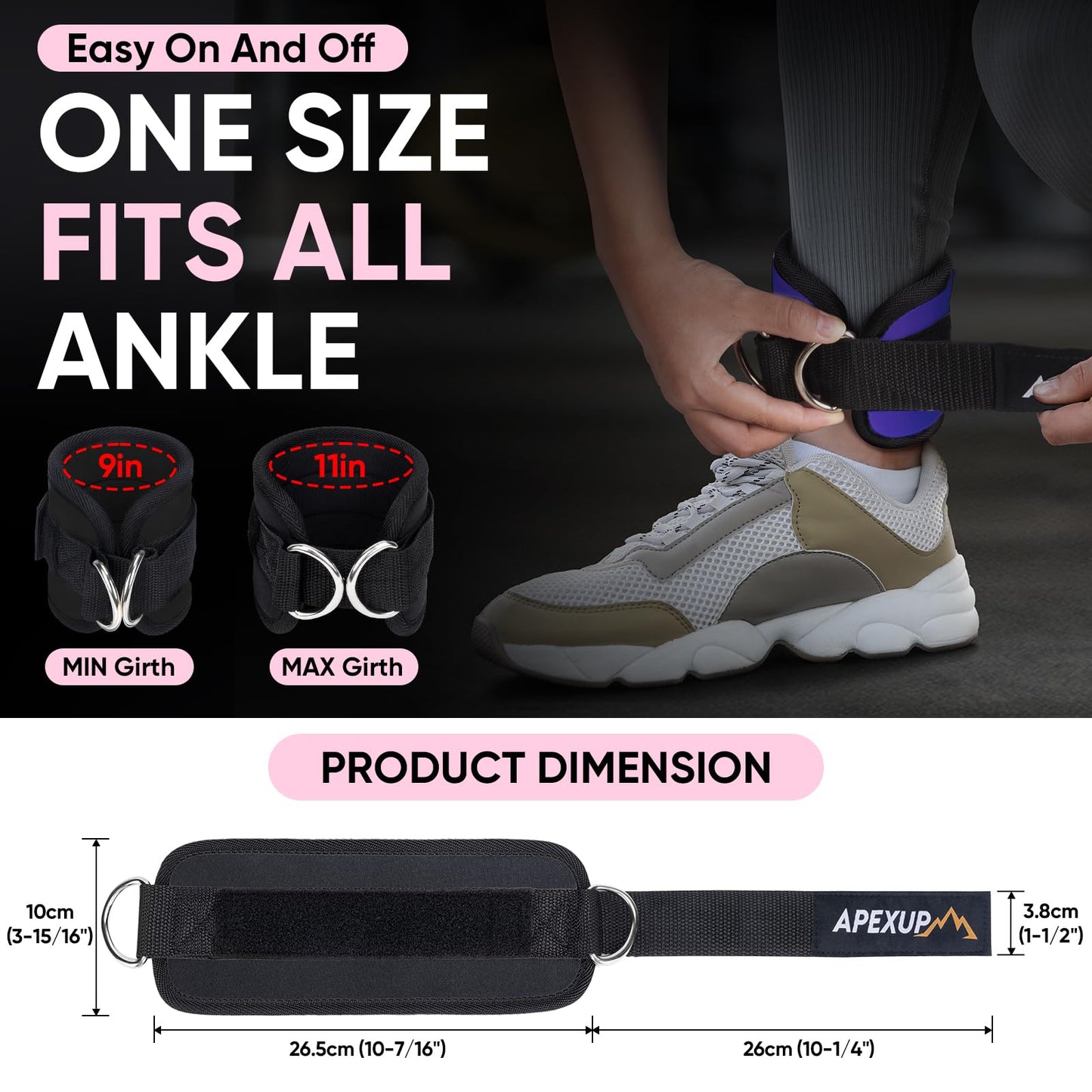 APEXUP 10lbs/Pair Adjustable Ankle Weights+ Ankle Strap