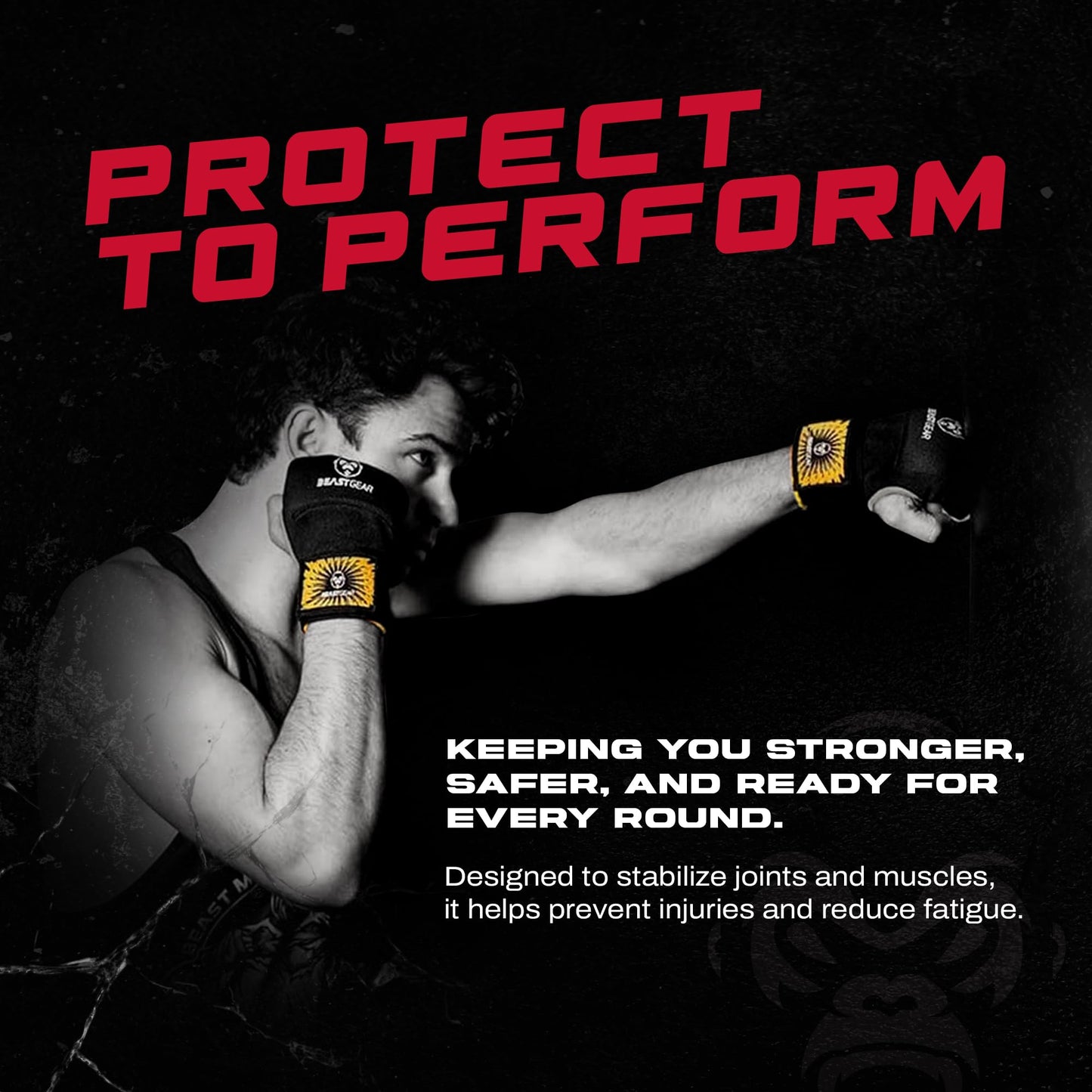 Beast Gear Boxing Wraps, Gel Boxing Hand Wraps for Men & Women, 100cm Quick Wrist Wraps Boxing - MMA, Muay Thai, Kickboxing & Martial Arts Training(X-Large)