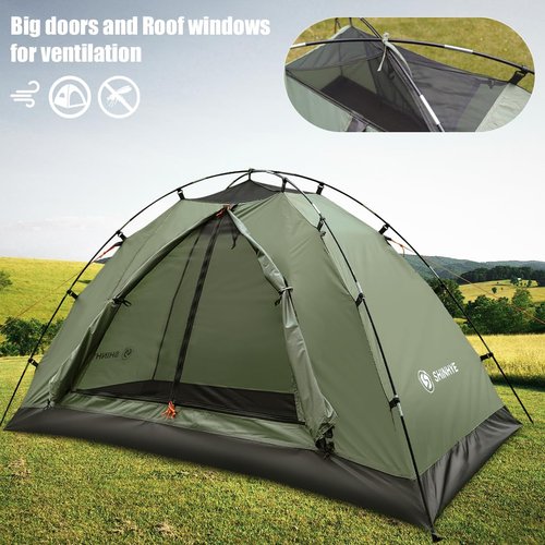 Backpacking Tent for Camping 1 Person Hiking Ultralight Tent for Waterproof Windproof Outdoor Two Doors Tents Easy Quick Setup Lightweight Instant Tents（1 Person）