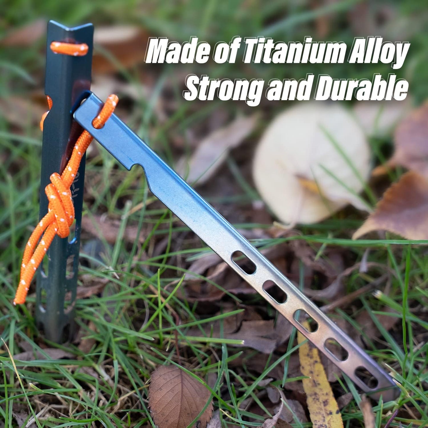 TiTo 6 Pack Titanium Tent Stakes 10X10X160mm V-Shaped Windproof Tent Nail Pegs with Carrying Pouch for Camping, Hiking, Gardening and Canopy (Silver,10X160mm)
