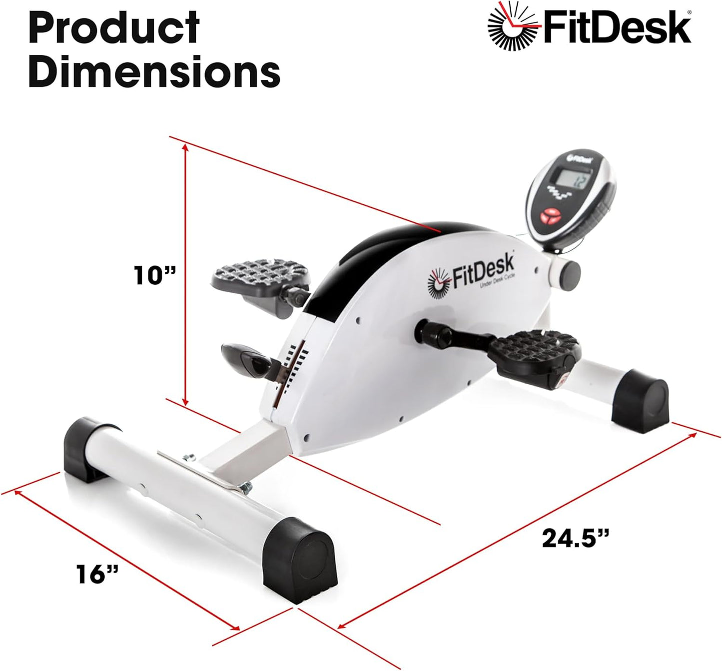 FitDesk Under Desk Bike Exercise Machine, Compact Magnetic Pedal Exerciser, Mini Elliptical, Quiet Seated Cardio Trainer for Home Office Workouts, Adjustable Resistance Bike for Desk Fitness