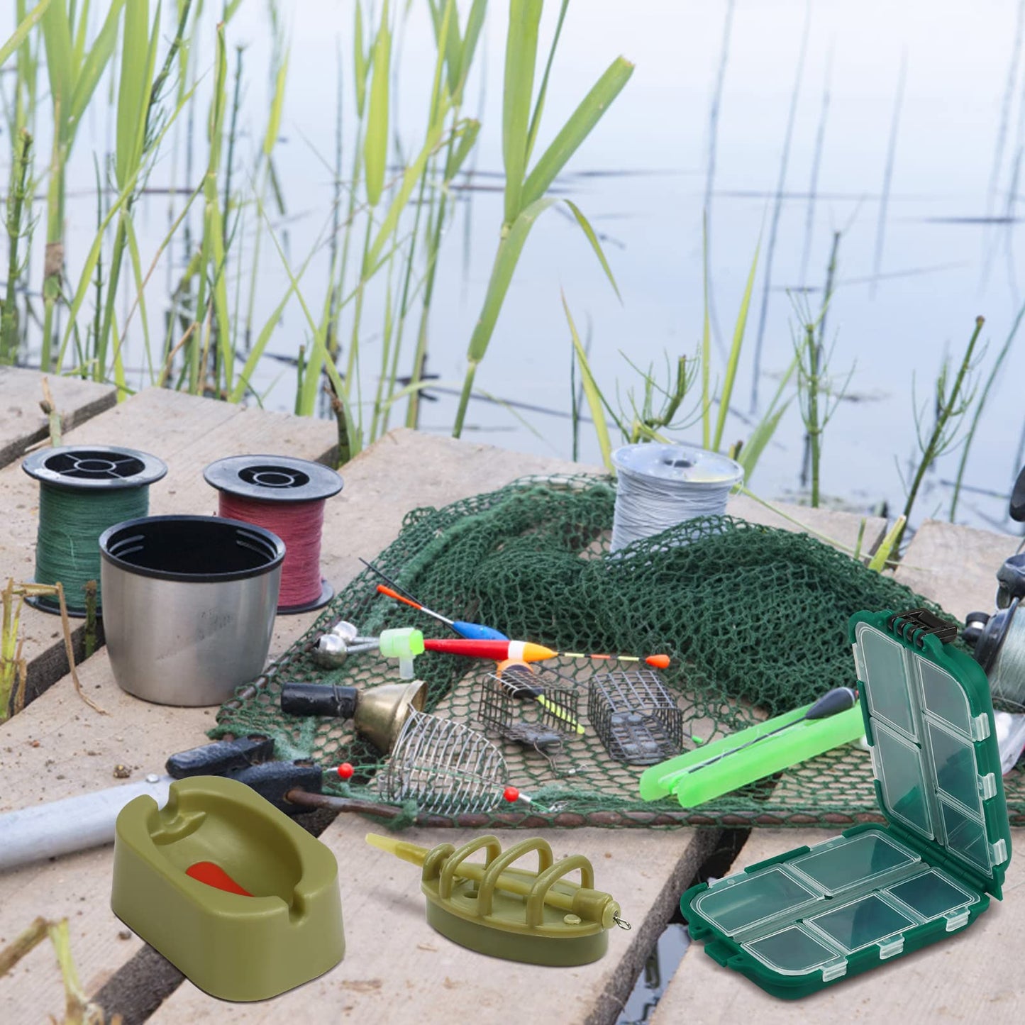 Fennoral 11PCS Carp Fishing Set - Inline Method Feeder with 2 Rubber Mould Accessories