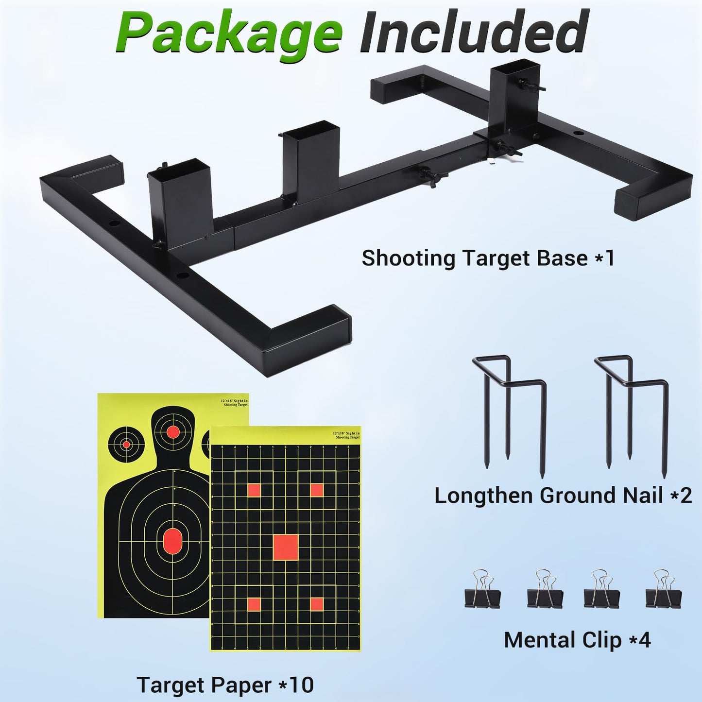 GADFISH Adjustable Shooting Target Stand Base, Heavy Duty Shooting Target Base Set for Outdoor Paper Targets Cardboard - USPSA/IPSC - IDPA Practice - 1 Pack (Wooden Stakes Not Included)