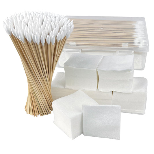 800 Pcs Gun Cleaning Supplies, 2x2 Inch Cotton Patches and 6 Inch Cotton Swabs, Highly Absorbent and Lint-Free Universal Cleaning Kit for Comprehensive Gun Maintenance