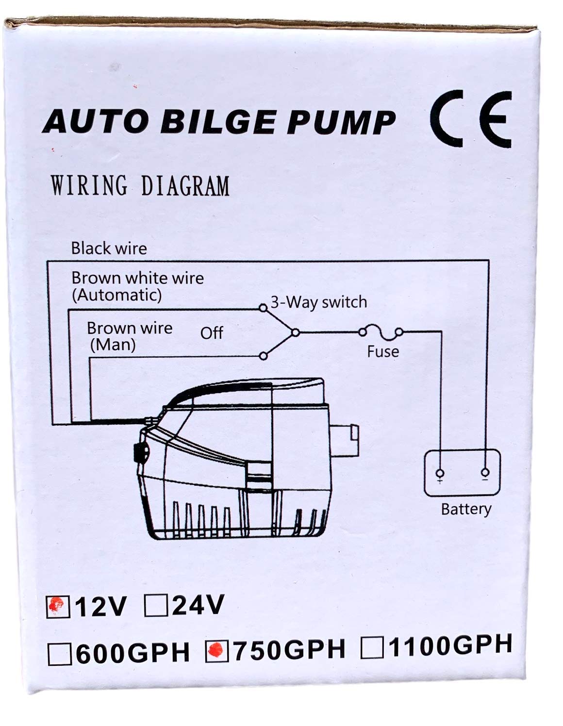 OASIS MARINE Automatic Bilge Pump with Built-in Float Switch 750 GPH 12V Water Removal Pump, Stainless Steel Shaft, Snap-Lock Strainer Base, Quiet Operation, 3/4" Hose Outlet