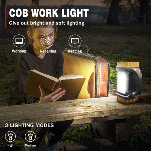 Civikyle 1-Pack Solar Flashlight High Lumens Rechargeable Outdoor Waterproof Spotlight LED Work Light Searchlight Lantern for Camping Emergencies