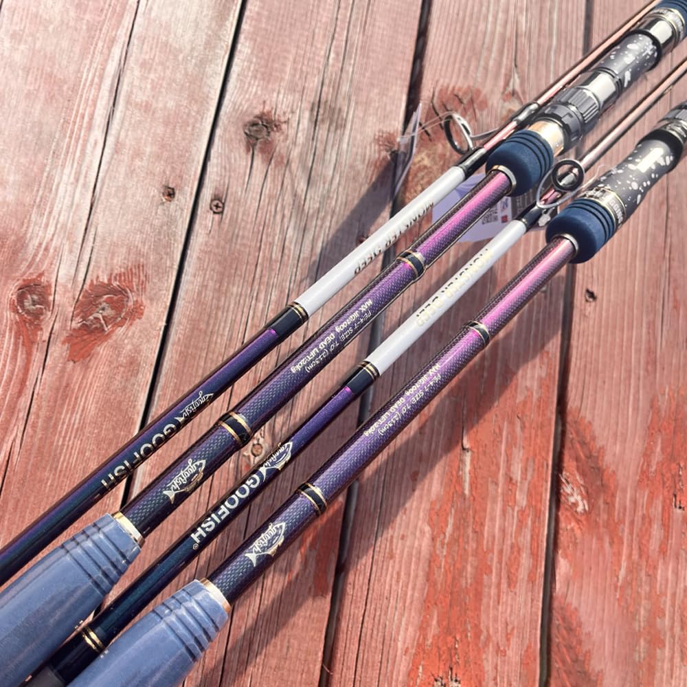 GOOFISH® Monster DEEP-7ft(213cm) Length PE4-7 Jig 200-700g Japan Fuji Solid Nano Slow Pitch Jigging Rod (Casting&Left Spiral Guide WRAP, Butt Joint(2PIECE) Model)