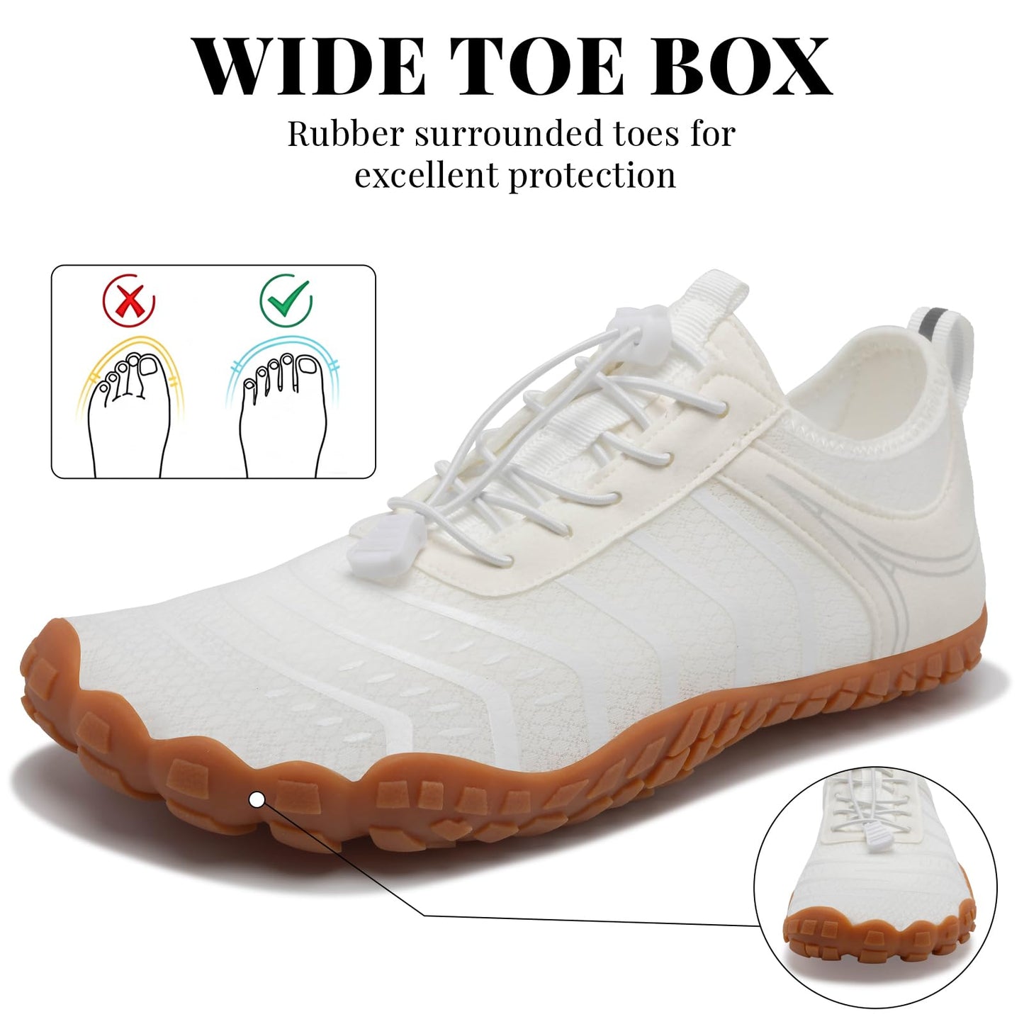 2026 New Hiking Barefoot Shoes Womens Mens Footwear,Wide Toe Box Water Shoe for Women Men,Zero Drop Comfortable & Non-Slip Barefoot Vitality Shoe Women's Athletic Footwear for Walking Hiking White-a