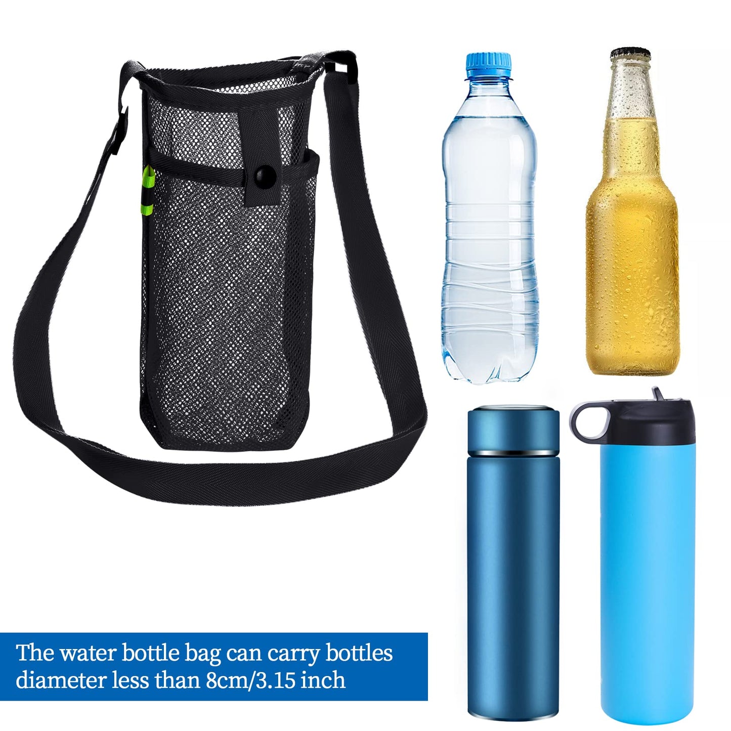 3Pcs Water Bottle Holder with Strap Water Bottle Carrier with Adjustable Shoulder Strap Water Bottle Sling Bag for Outdoor Hiking Camping Walking Travel Water Bottle Sleeve, Black, Dark Blue and Pink