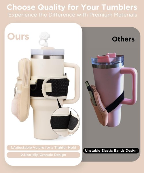 Water Bottle Holder with Strap Water Bottle Pouch for Stanley 40oz/30oz Tumbler Water Bottle Carrier Purse with Phone & Earphone Pocket for Stanley Cup Accessories with Straw Cover，A-Z Letter Charms