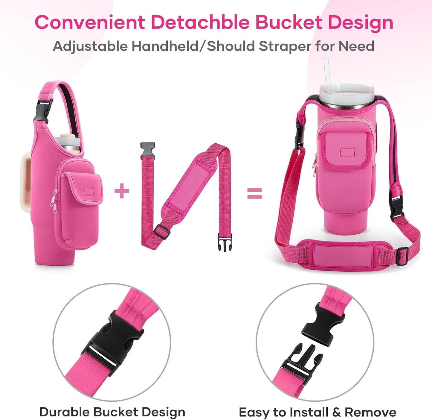 Insulated Neoprene Carrier Bag for Stanley 40/30oz Tumbler | Phone & Flap Pockets