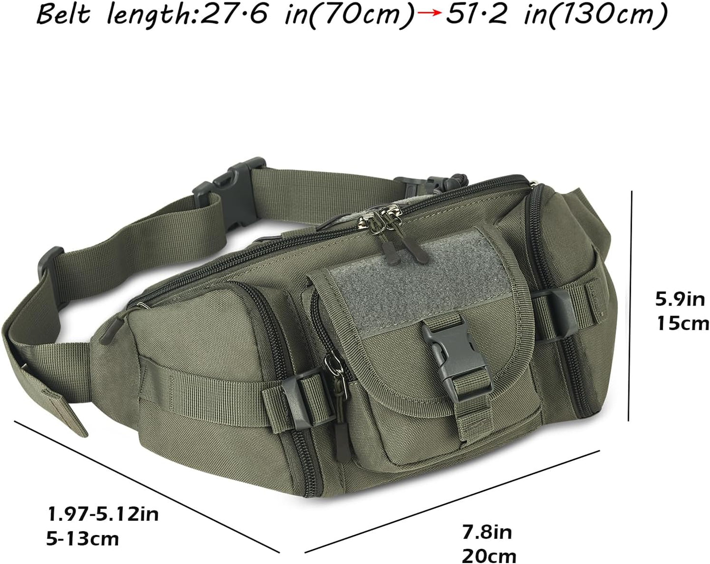 ArcEnCiel Tactical Fanny Pack for Men Waist Bag Hip Belt Outdoor Hiking Fishing Bumbag with Patch