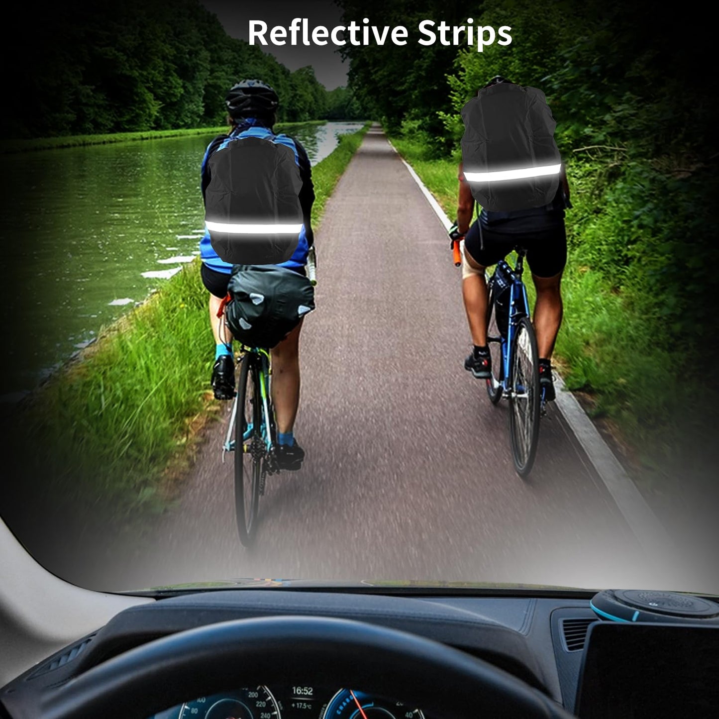 Jeffdad Waterproof Backpack Rain Cover, Foldable Hi-Visibility Reflective Strips Anti-dust Ultralight Rain Cover for Hiking Camping Cycling Traveling (26-40L)(Black)