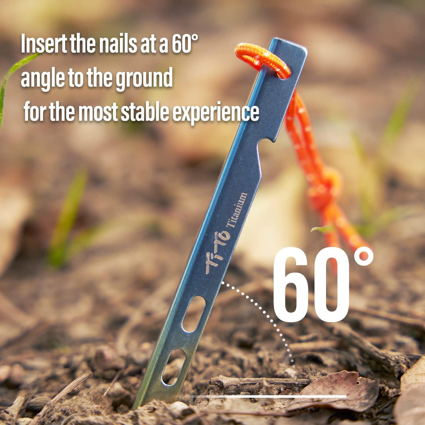 TiTo 6 Pack Titanium Tent Stakes 10X10X160mm V-Shaped Windproof Tent Nail Pegs with Carrying Pouch for Camping, Hiking, Gardening and Canopy (Silver,10X160mm)