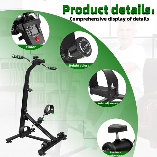 EvepeS Upgraded Pedal Exerciser for Seniors Elderly Exercise Equipment Hand Arm Leg and Knee Peddler Bike Stroke Recovery Equipment, black