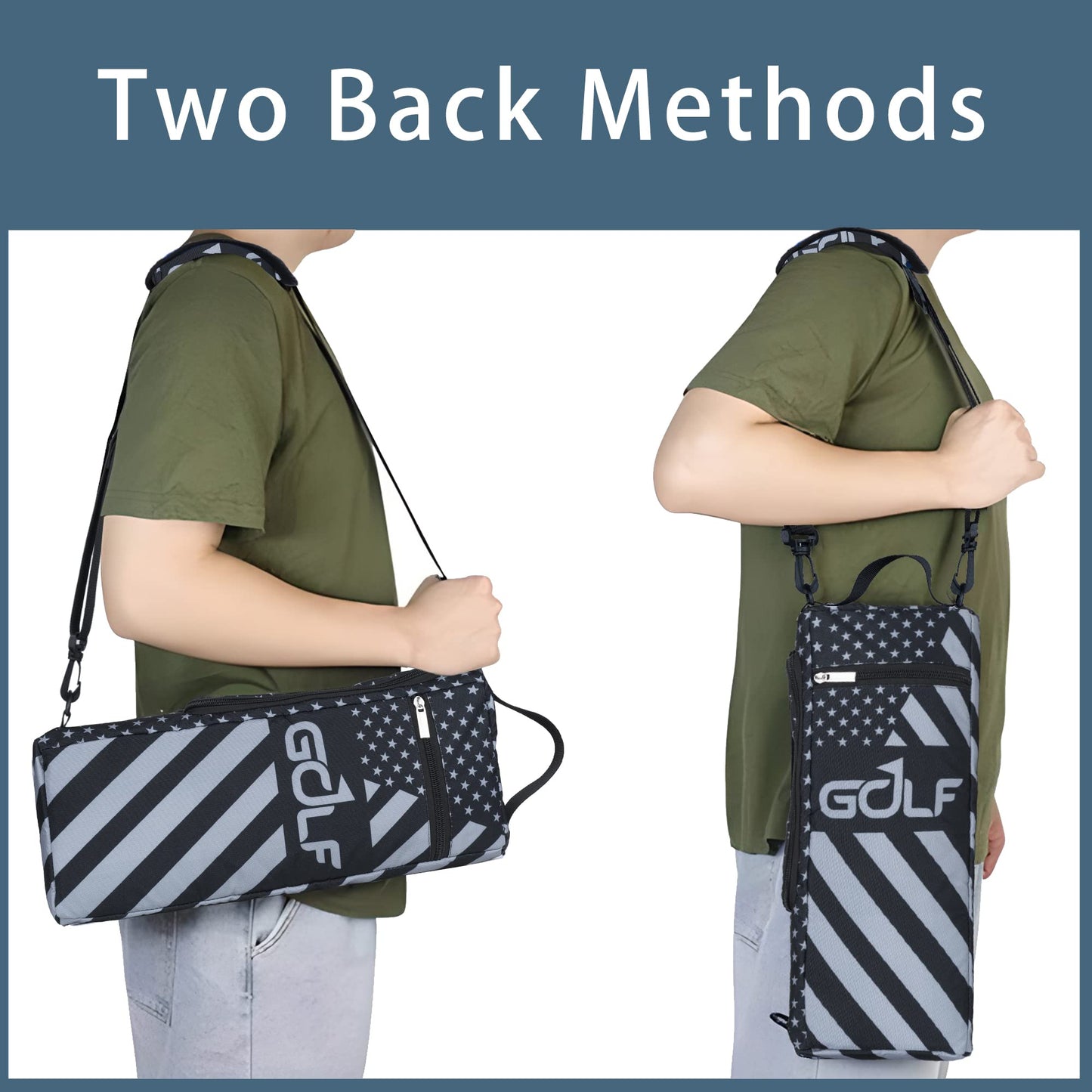 Golf Cooler Bag Plus Ice Pack Soft Sided Insulated Cooler Bag- Holds 6 Pack of Cans or 2 Wine Bottles - Grey Camo Golf Beer Sleeve Black Fits Discreetly in Golf Bags