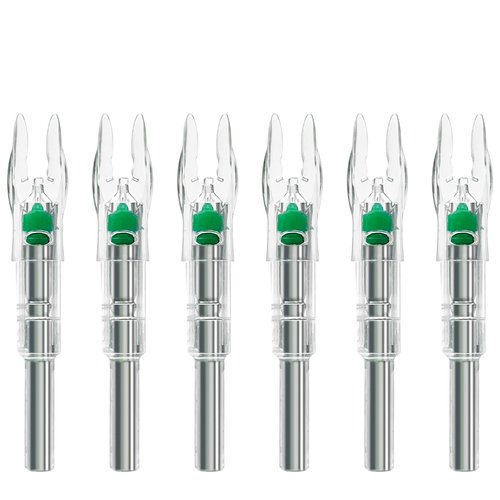 LEANPRO 6/12 PCS S Lighted Nocks for Arrows .244"/6.2mm Inside Diameter Lighted Arrow Nocks for Archery Hunting (6 PCS - Green)