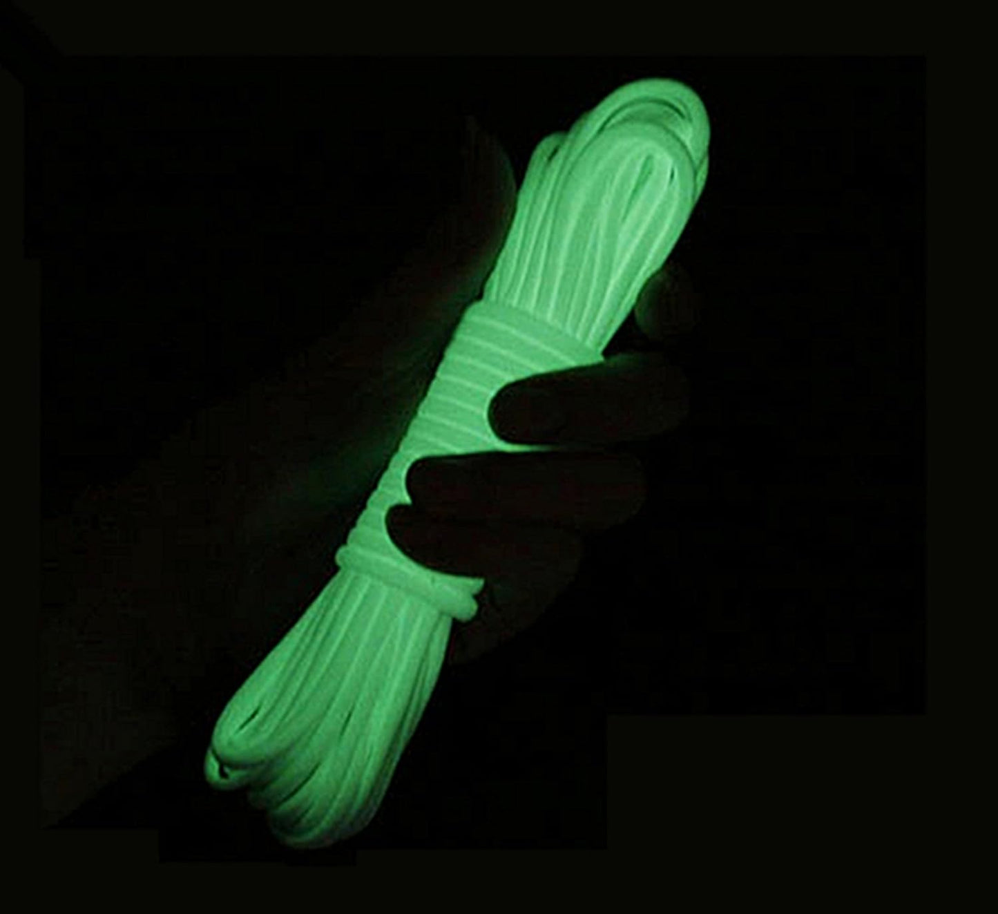 Paracord Parachute Cord, Portable Survival 9 Strand 550 Luminous in The Dark 25Ft, 50Ft, 100Ft (White, 25ft)