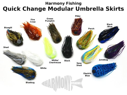 Harmony Fishing – Quick Change Modular Umbrella Skirts for Fishing Jigs, Spinnerbaits, Buzzbaits, Lures, Baits (10 Pack) (White/Chartreuse)
