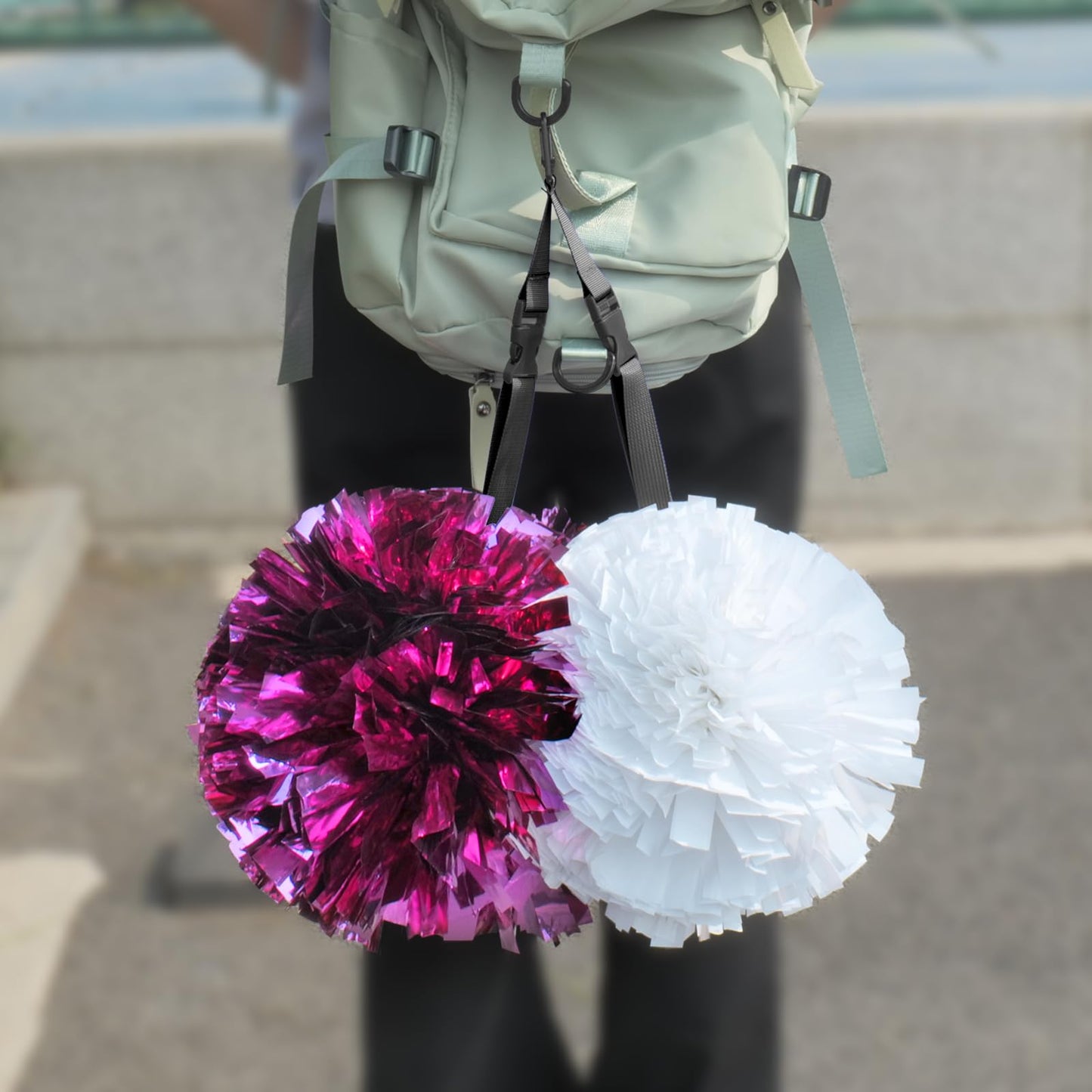 aiviwiai Pom Pom Holder for Backpack Cheer - Adjustable Cheer Pom Poms Holder - Cheer Bag Accessories for Pom Pom Protection (Black/1 Pack)