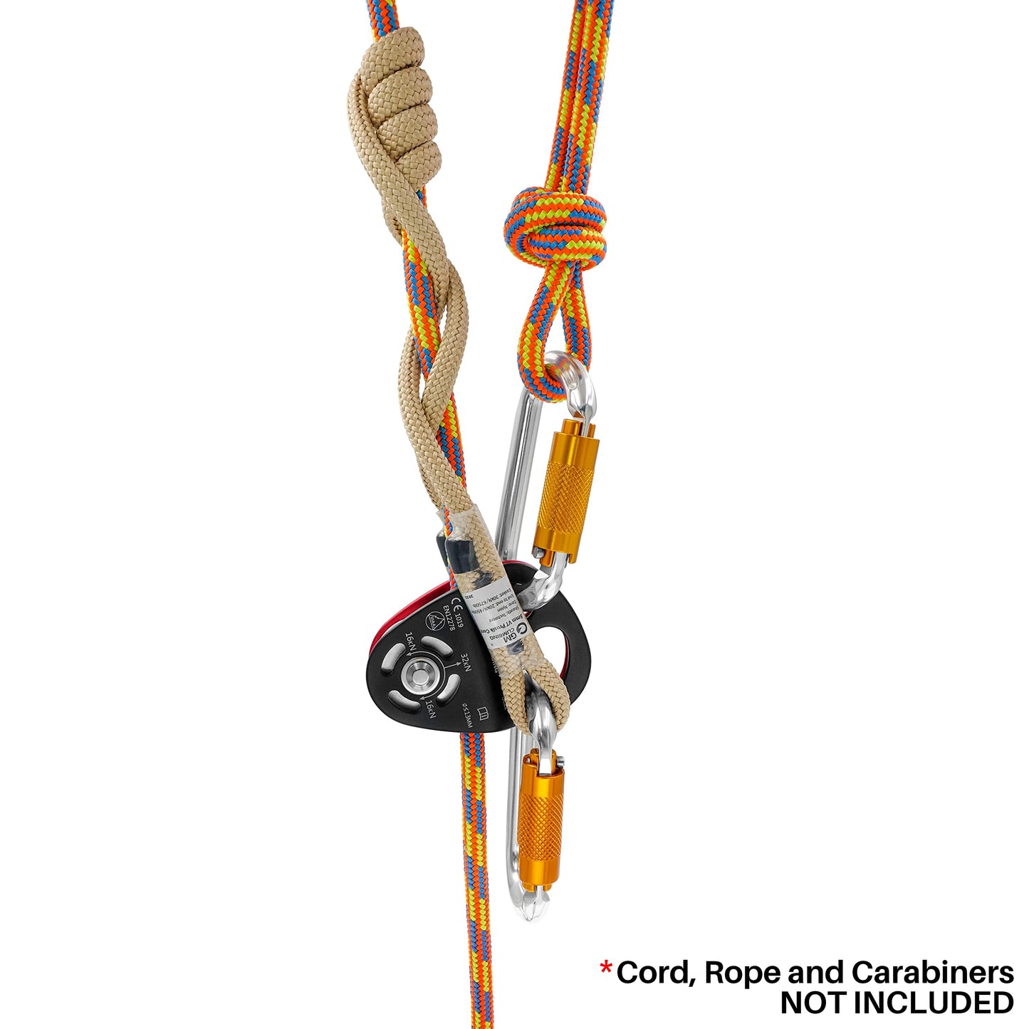 GM CLIMBING 32kN Double Tie-in Hitch Pulley Self-lubricating Bushing CE UIAA Certified Hitch Tender Advance Prusiks for Arborist Tree Climbing Positioning Lanyards Pack of 2