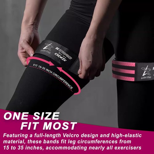 BFR Occlusion Bands for Women Glutes (Pink),Blood Flow Restriction Bands for Legs, Butt & Hip Building, Workouts, Best Fabric Resistance Bands for Squat Butt & Thigh