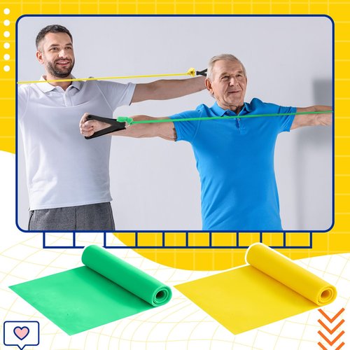 Relaxgiant 2 Pcs Resistance Band with Handles Chair Exercise Physical Therapy Band for Seniors Citizen Gifts Elderly Women Therapy, Stretch, Recovery, Home Exercise(Yellow,Green)